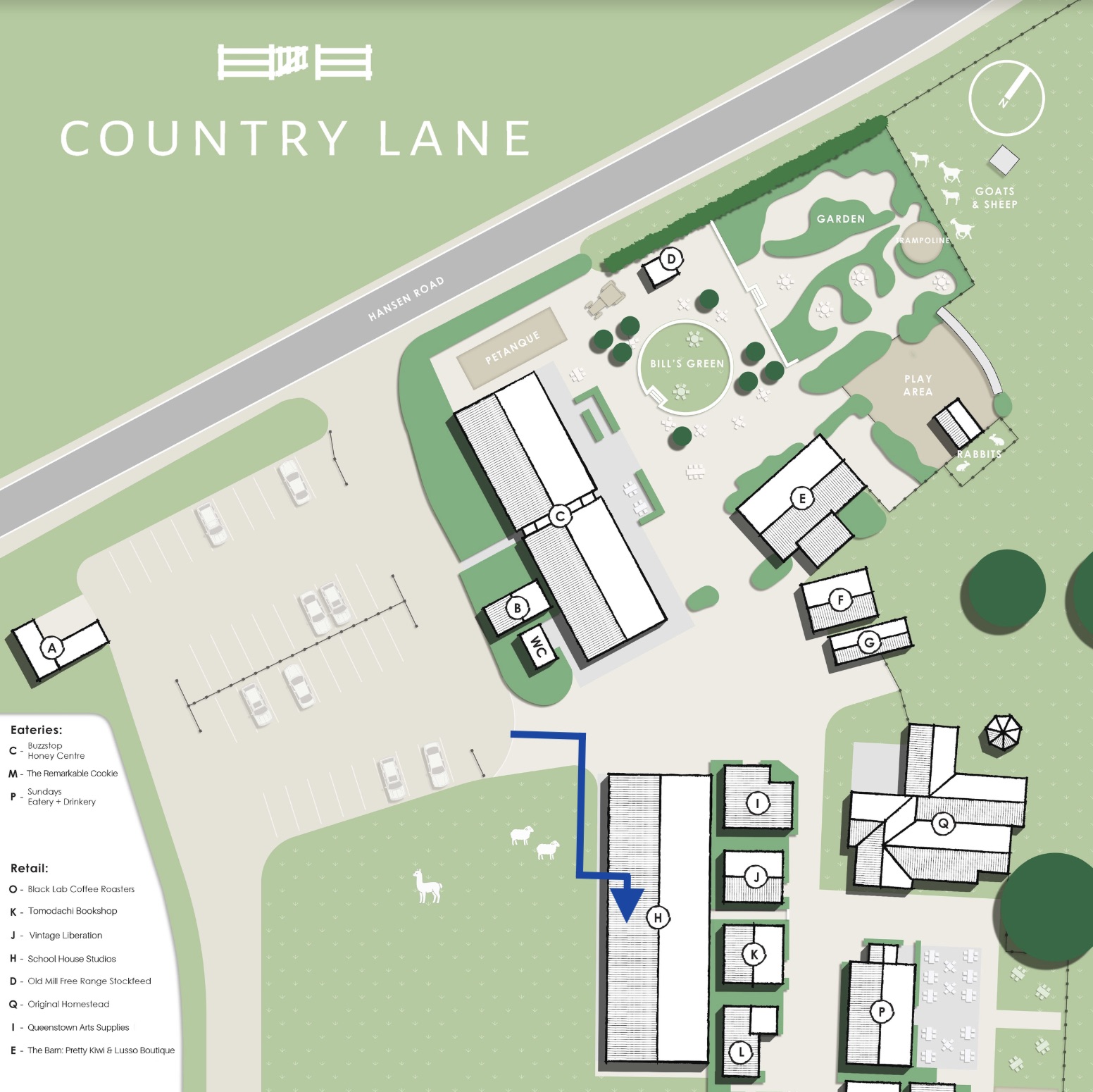 Country Lane studio location map