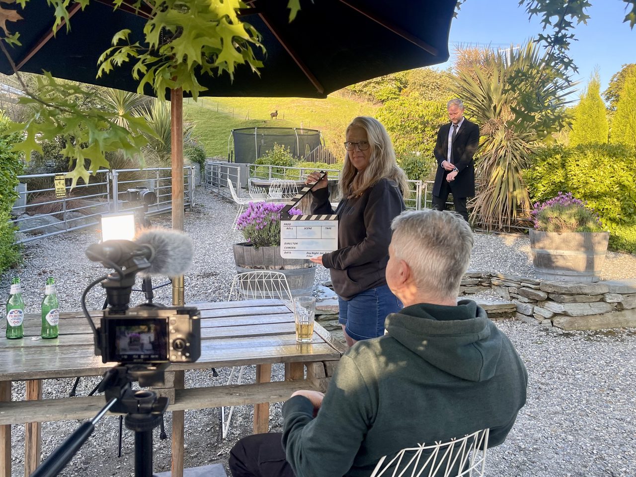 Adults acting class behind the scenes