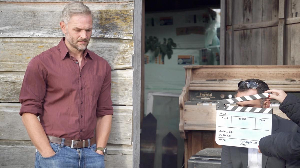 Adult actor being filmed for showreel