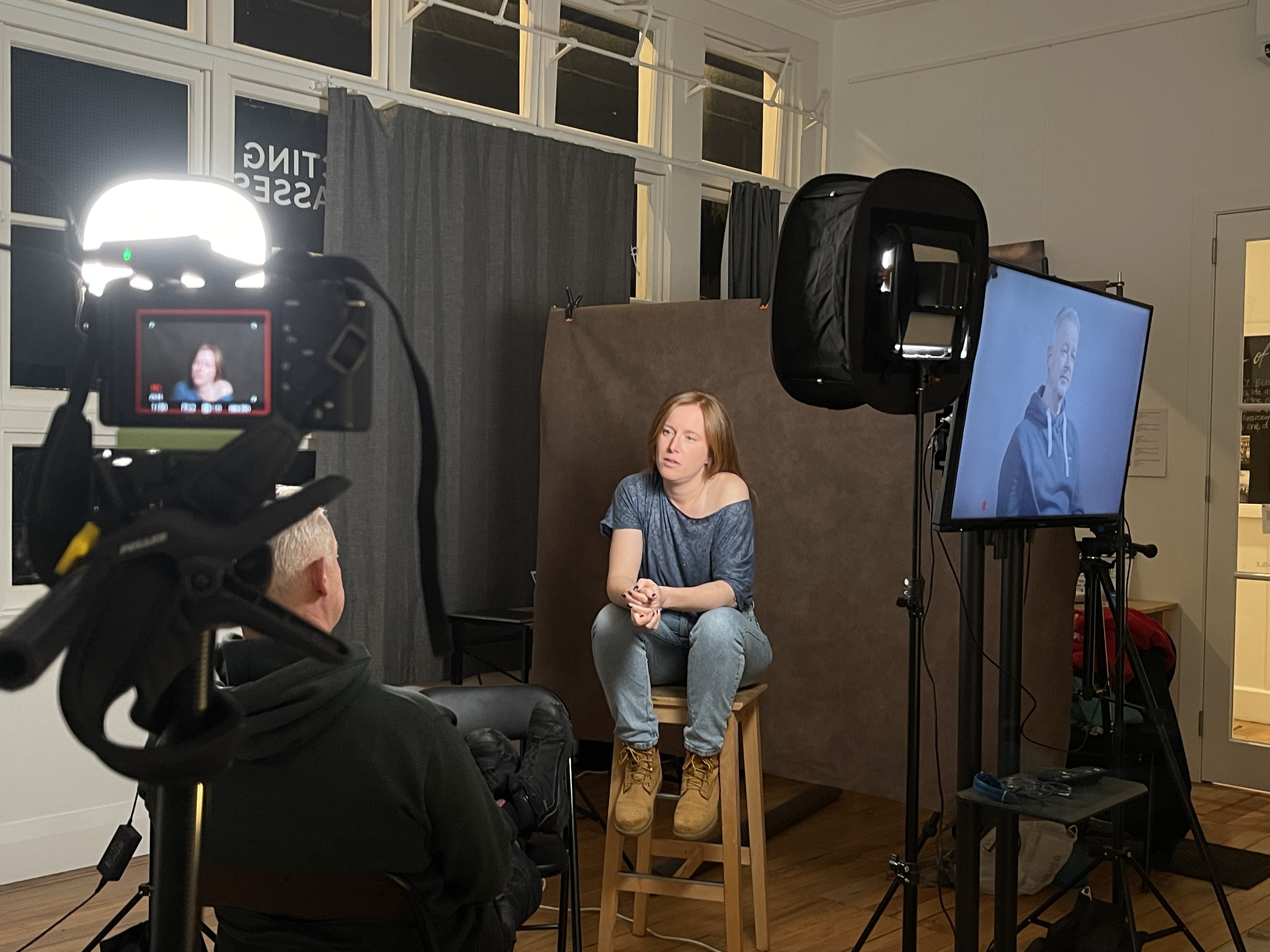 Adults screen acting class in studio