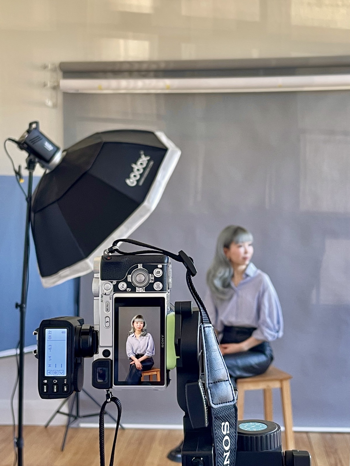 Behind the scenes of a headshot session at Amalia Studio Queenstown