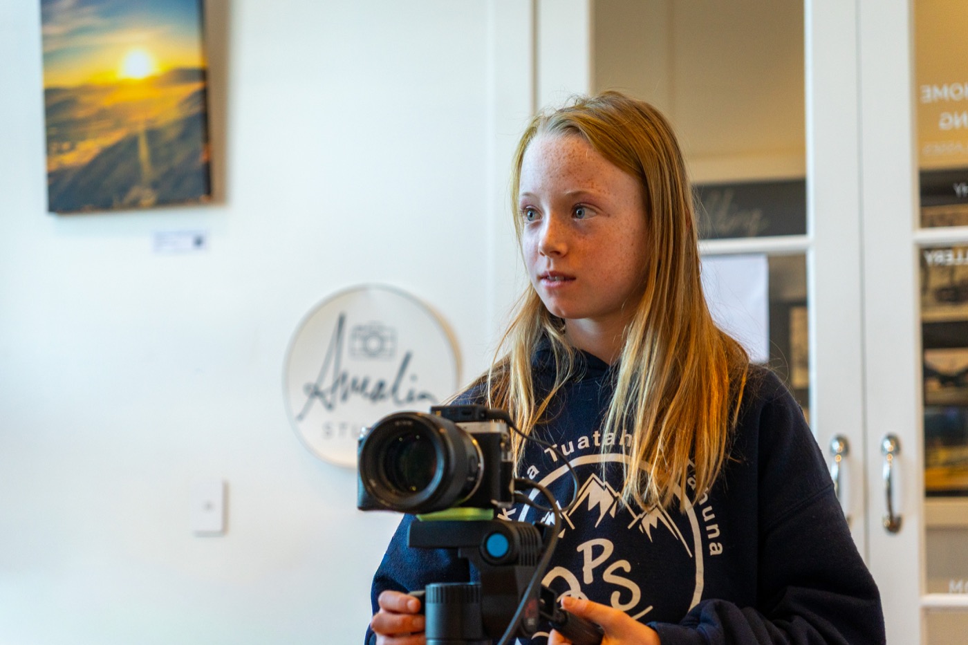 Child behind the camera in kids acting class