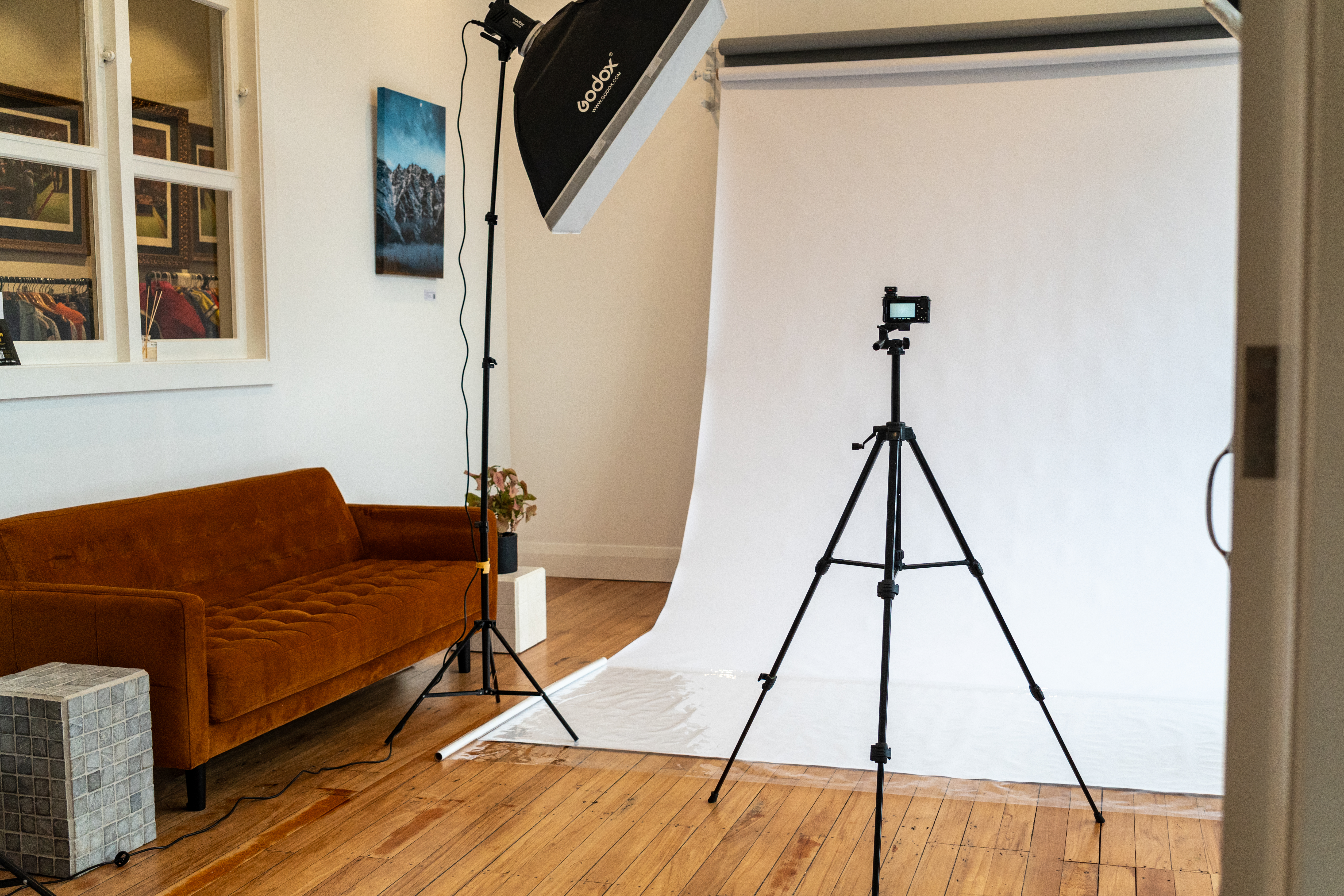 Amalia Studio interior with couch — available for hire in Frankton Queenstown